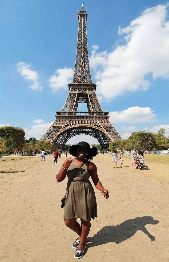 Shylo at the Eiffel tower in Paris