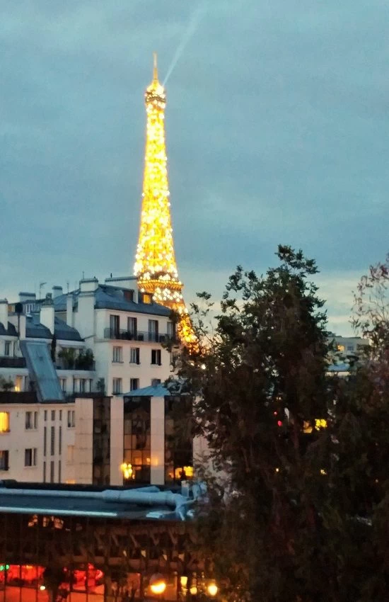 View of the Eiffel tower from Le Parisis hotel in Paris