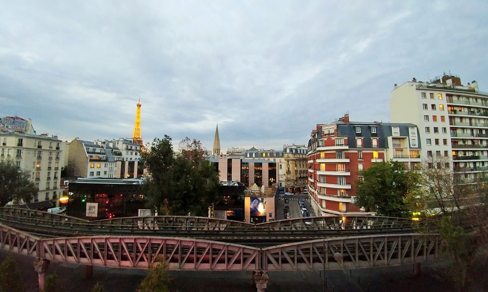 View of the Eiffel tower from our hotel room