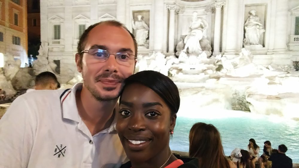 Yann and I at the Trevi Fountain at night