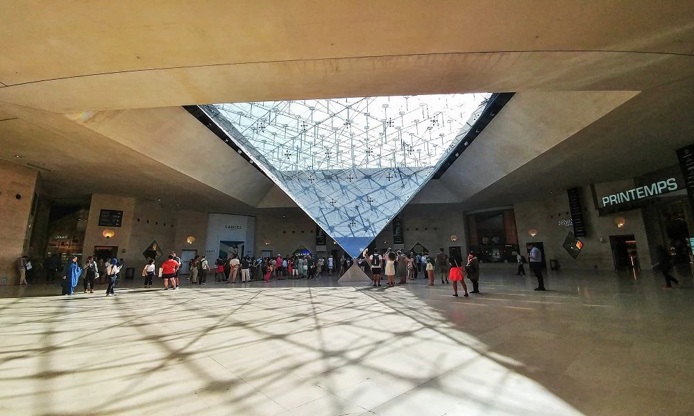 The Pyramid in the main lobby of the Louvre in Paris