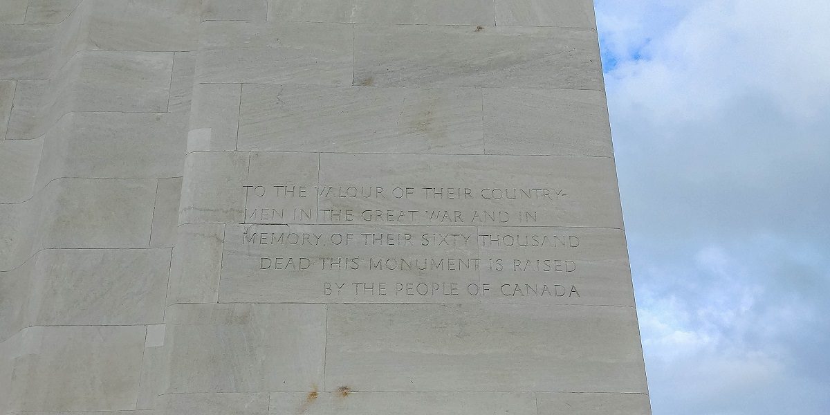 The names on the monument at Vimy Ridge Canadian memorial in France