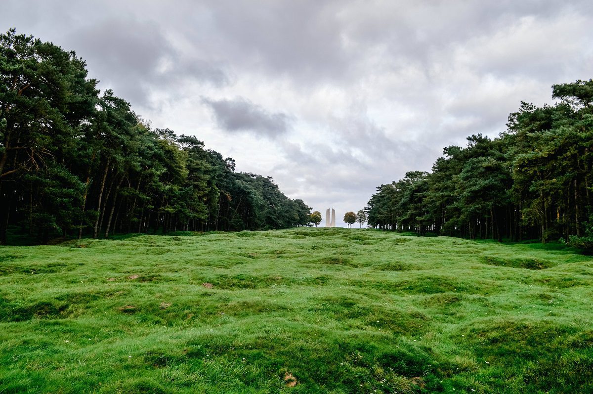 The land around Vimy Ridge Canadian memorial in France