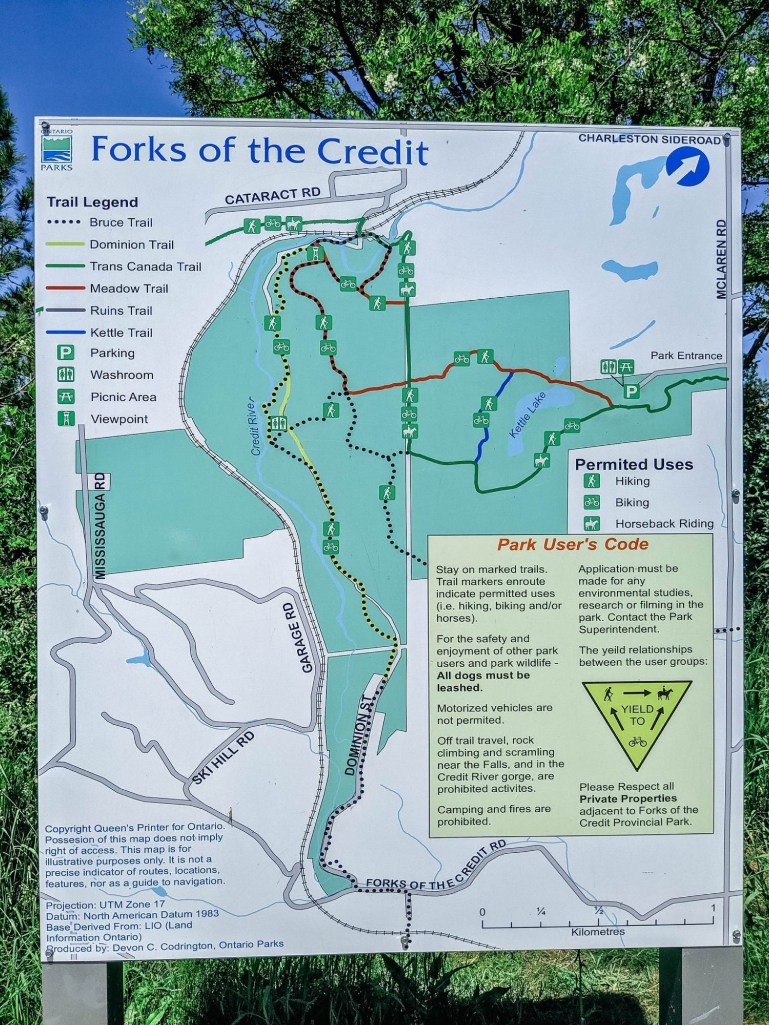 Forks Credit Provincial Park Map of the trails