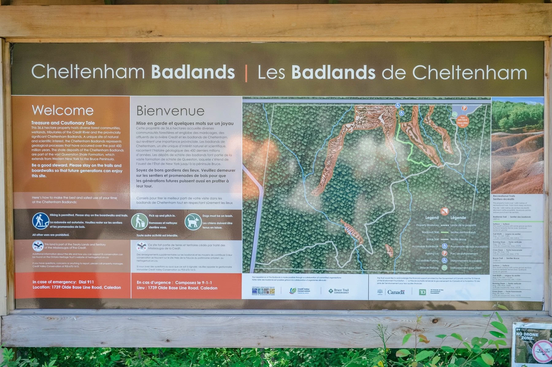 the cheltenham badlands information sign