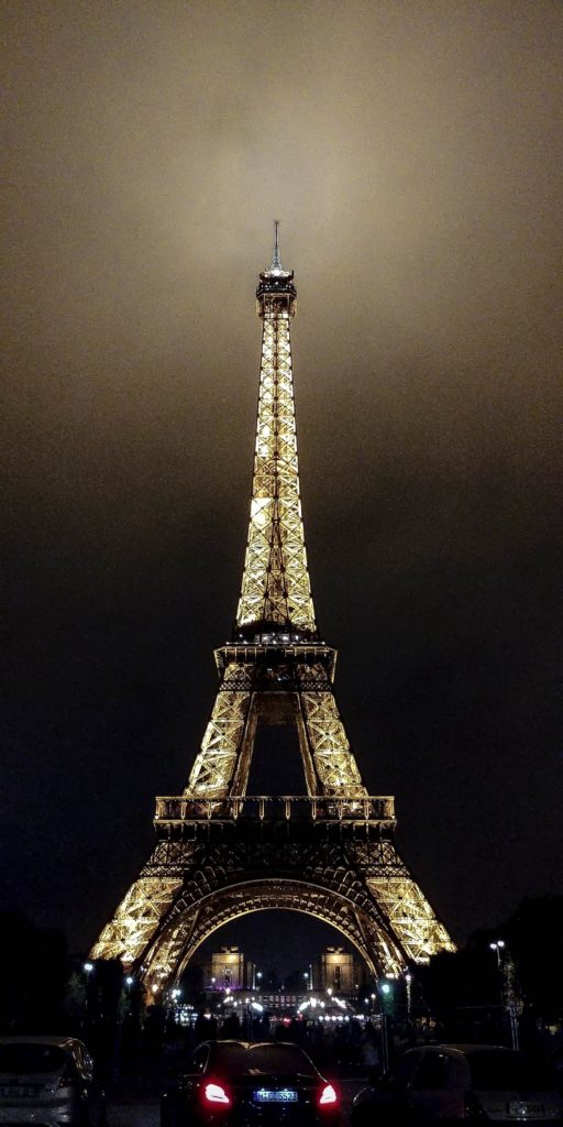 The Eiffel tower in Paris at night