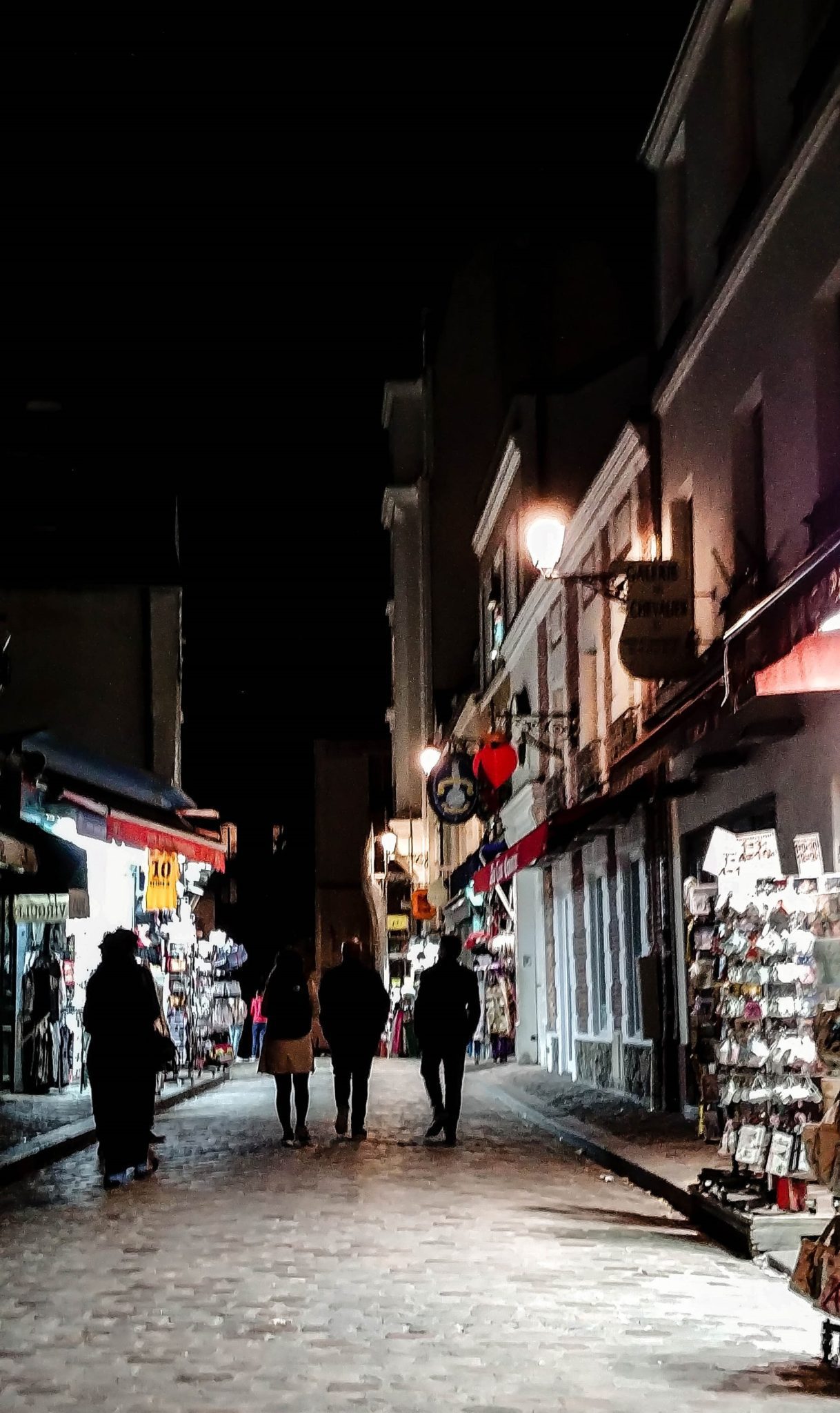 Walking the streets in Montmartre at night