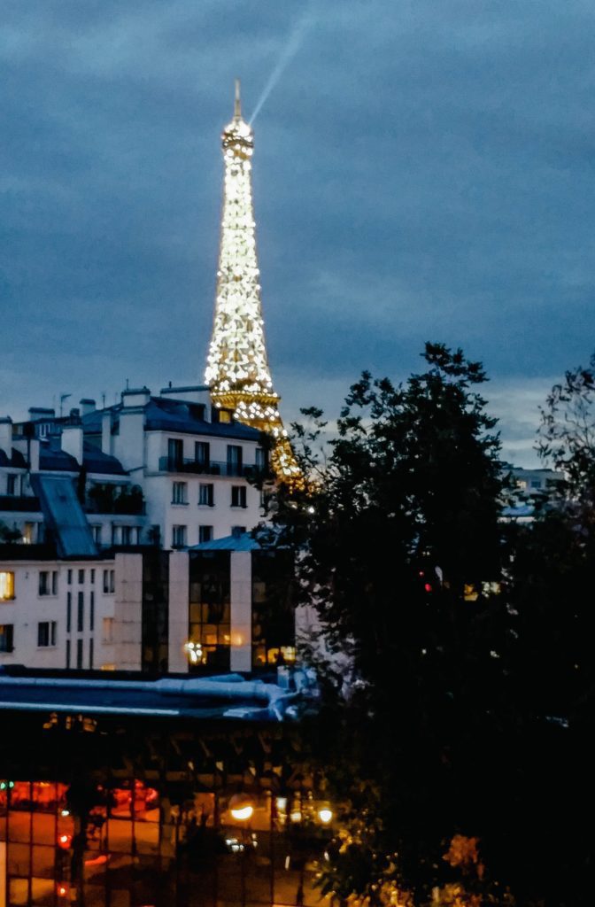 View of the Eiffel tower from my hotel room
