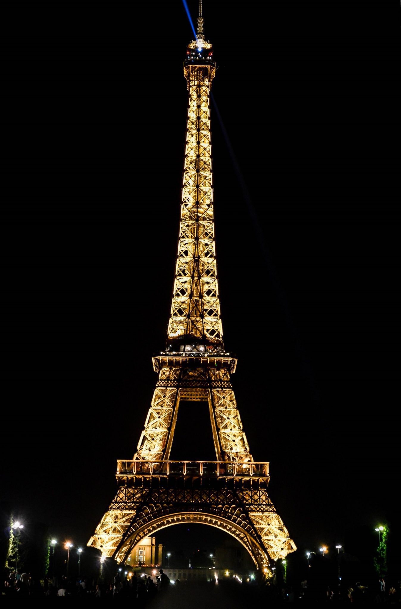 View of the Eiffel tower in Paris at night