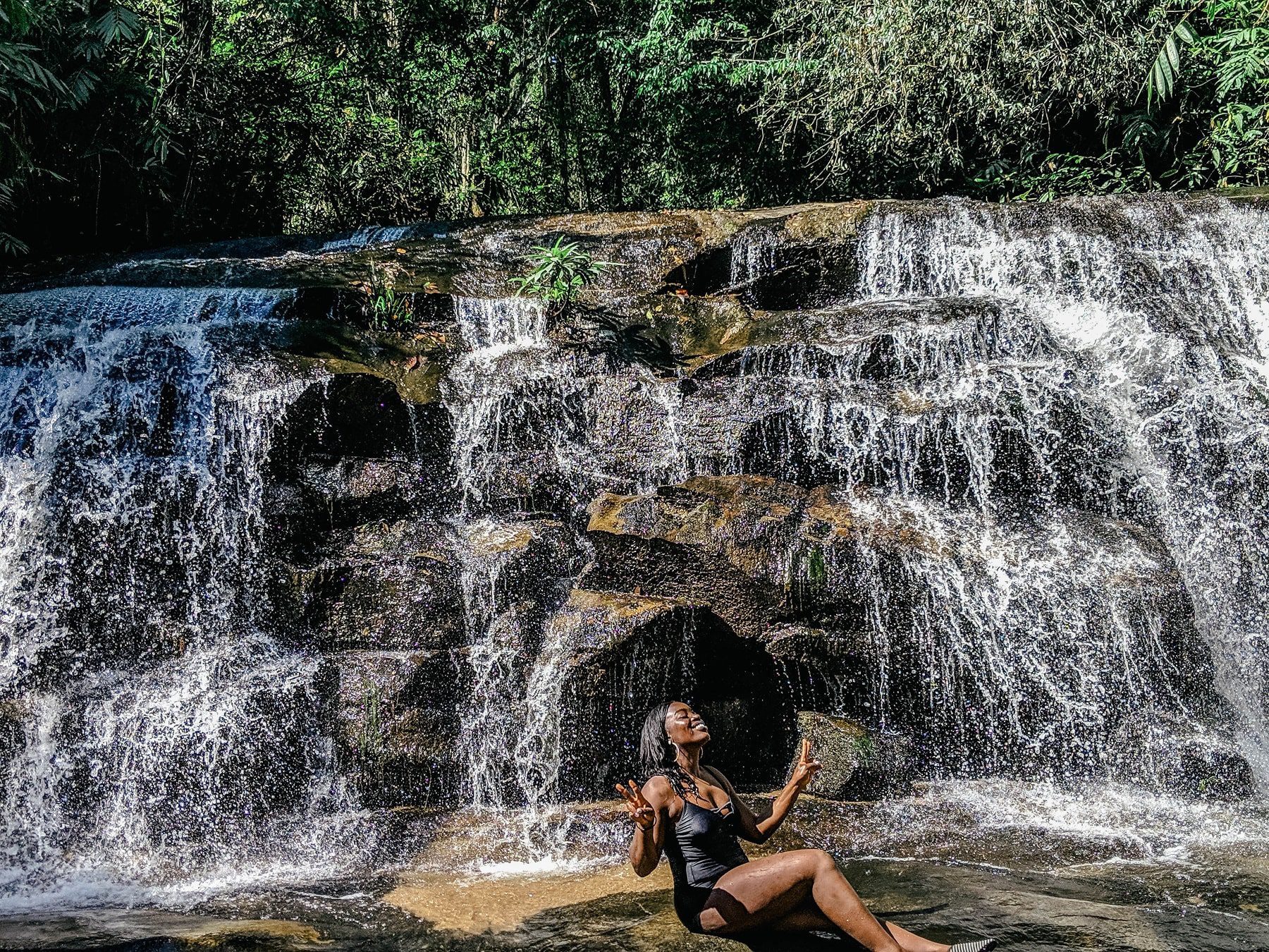 Experiencing my first natural waterfall in Southeast Asia