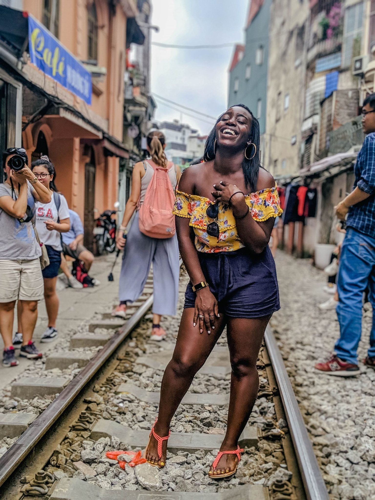 Posing and laughing up a storm in Vietnam before heading off to Halong Bay