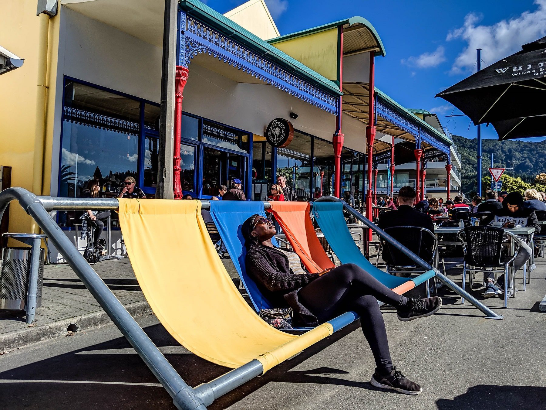 Relaxing after taking the ferry over from the south Island to the North in New Zealand