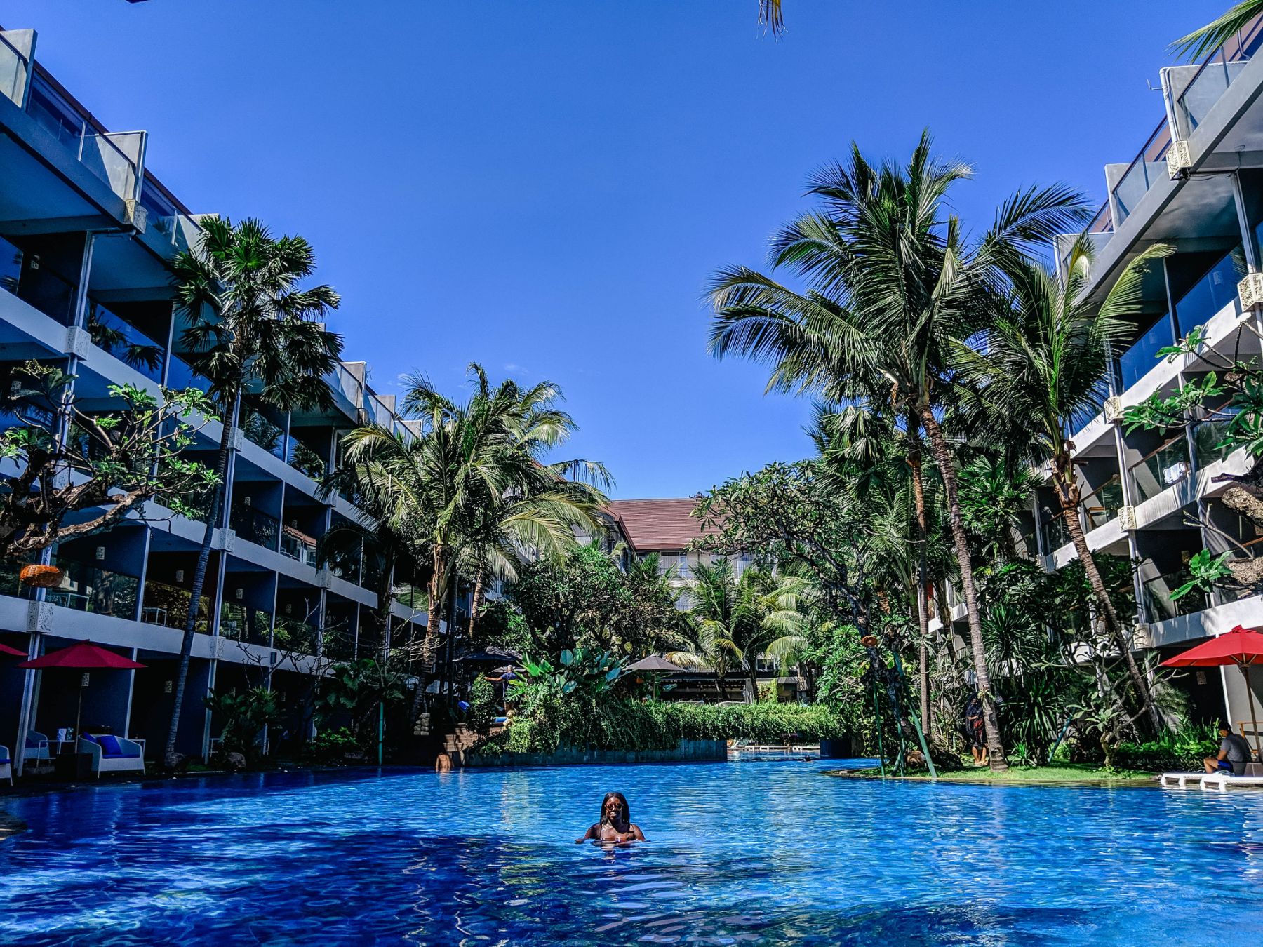 Enjoying the beautiful pool at the Ramada Encore in Bali