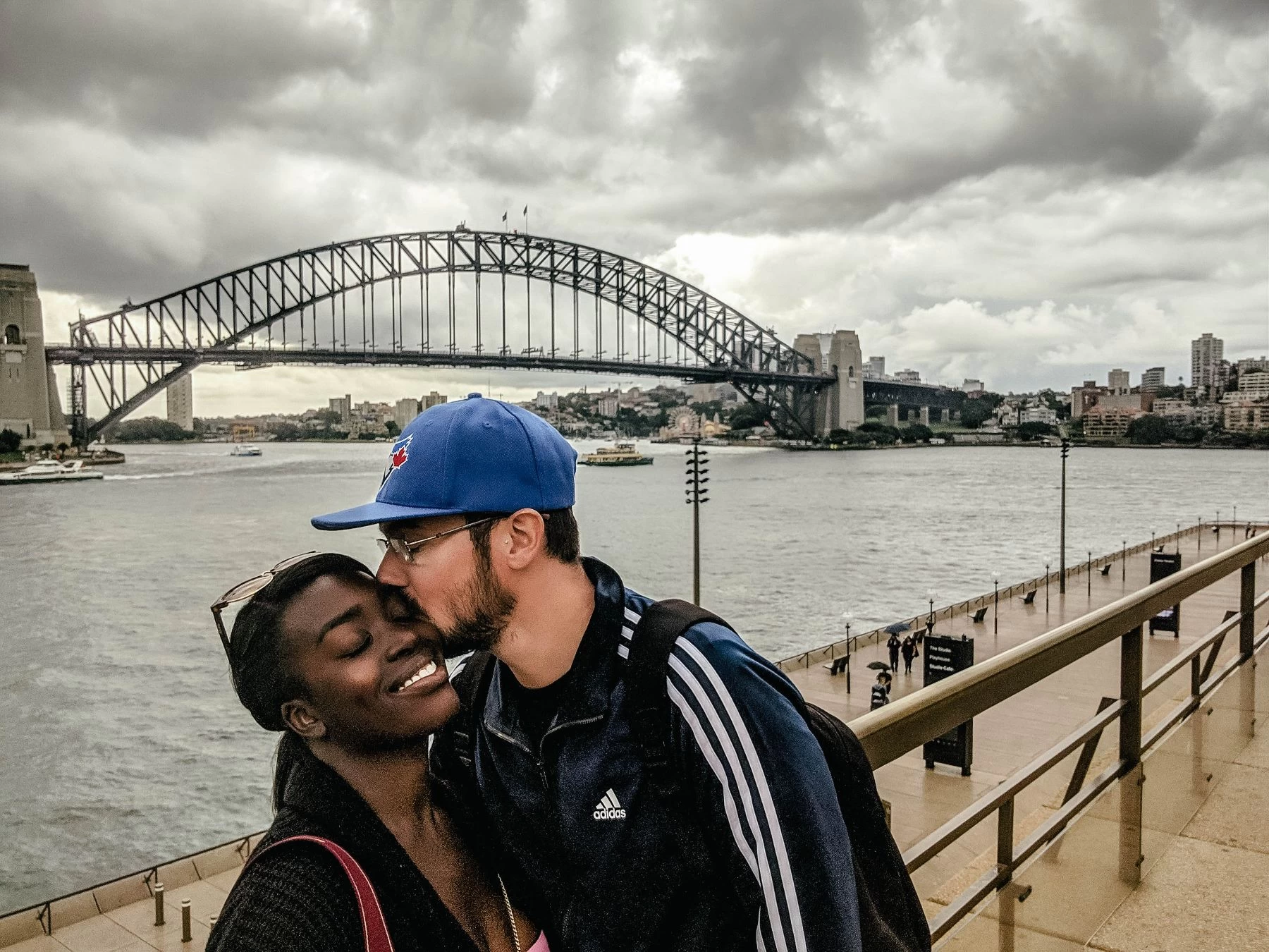 Yann and Shylo at the Sydney bridge