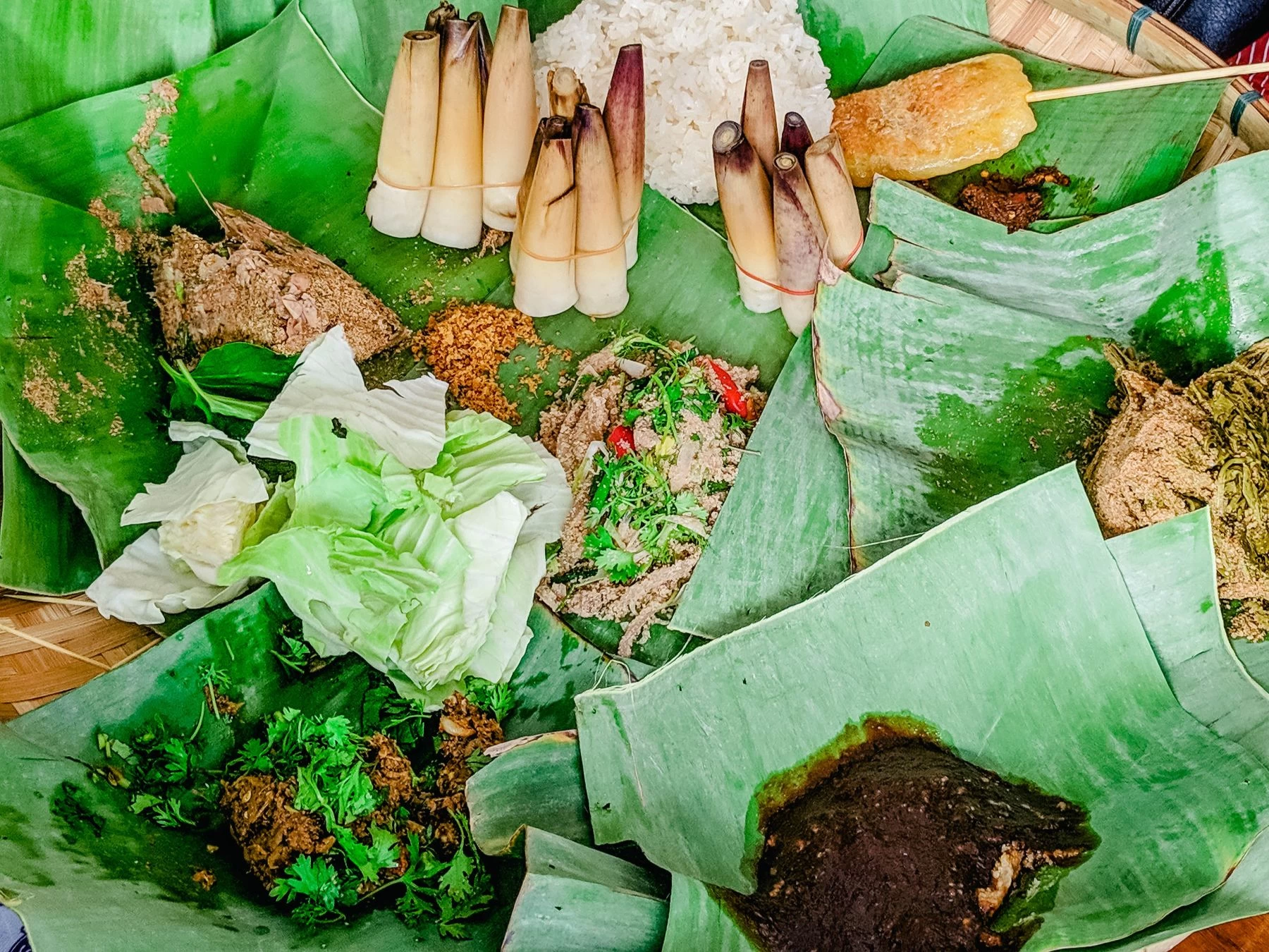 Trying out different authentic foods in Laos with our kind airbnb host