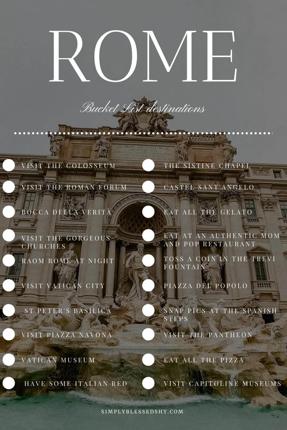 Rome bucket list checklist