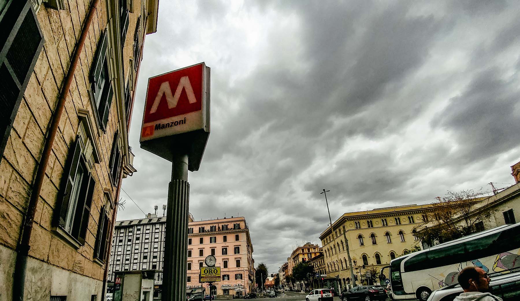 The view outside Manzoni station in Rome
